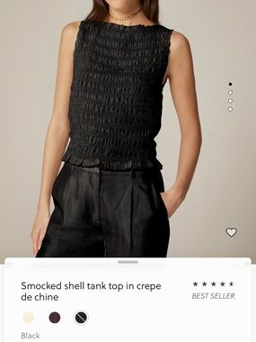 J. Crew Black Smocked Shell Tank never worn ! With tags!!